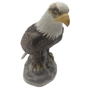Vintage Bald Eagle Figurine Hand Painted Porcelain Ceramic Bird Statue 8 Inch
